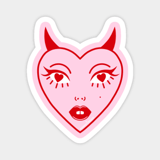 Diabla Heart Pink Face Magnet