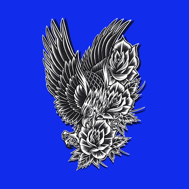 Eagle and Roses 1.2 by 341tattoos