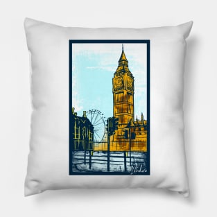 London big Ben UK vibrant retro style graphic Pillow