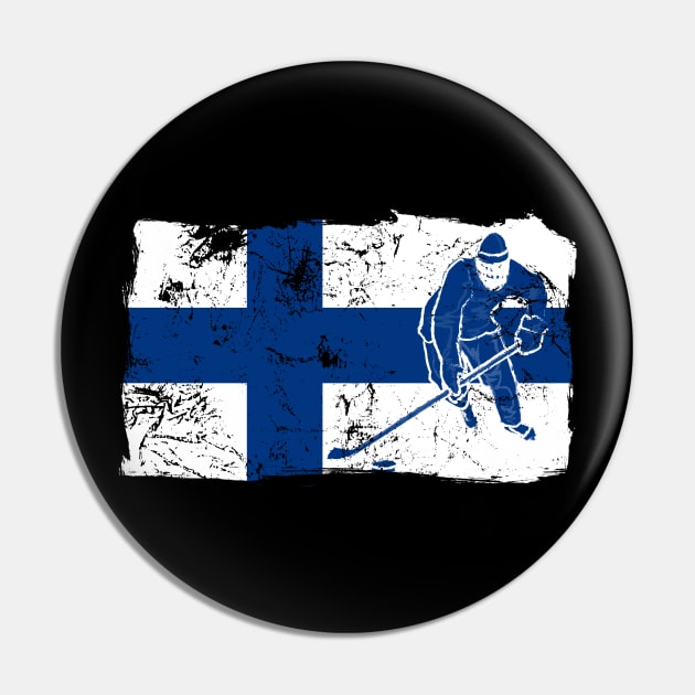 Finland Suomi Ice Hockey Player Flag Gift Idea Pin by JeZeDe