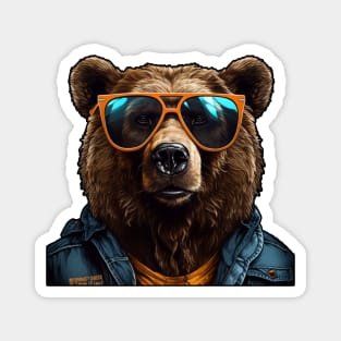 Adorable Bear Wearing a Glasses Magnet