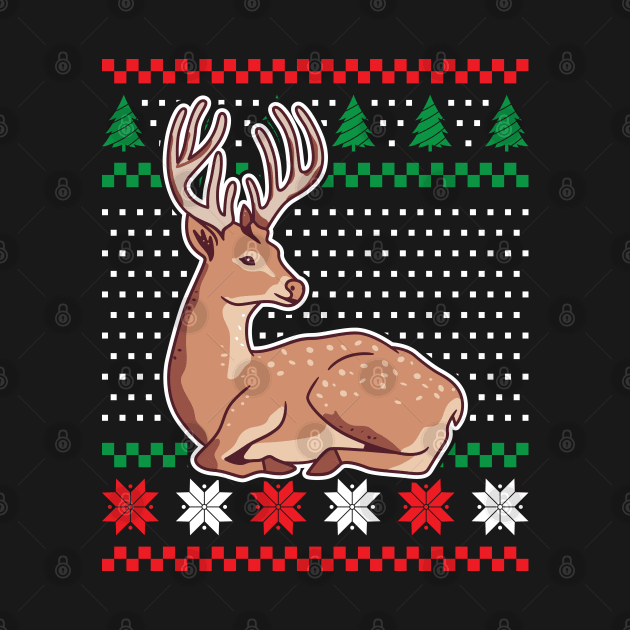 Ugly Christmas Sweaters Deer by JS Arts