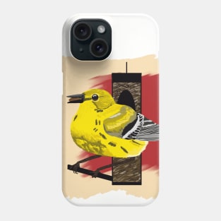 Yellow Warbler Perched on Bird Feeder Phone Case