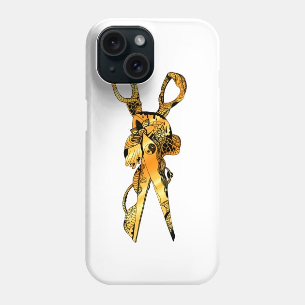 Weaving Styles Scissors in Gold Phone Case by kenallouis