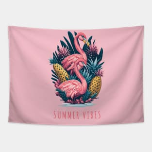 Flamingos and pineapples, flamingo Fling, Pineapple Paradise for Summer Vibes Tapestry