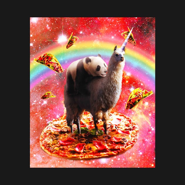 Space Panda Riding Llama Unicorn - Pizza & Taco by Random Galaxy