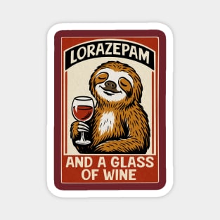 Sloth and A Glass of Wine Magnet
