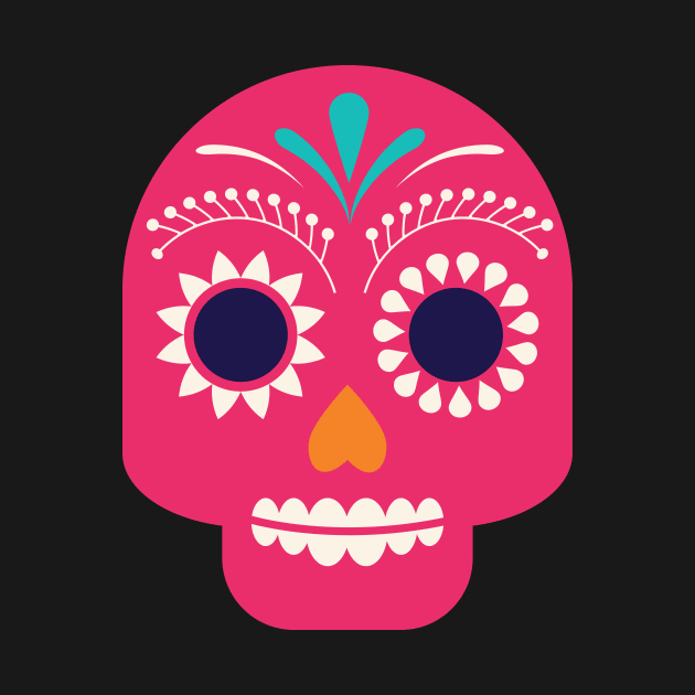 Pink Dia De Los Muertos Skull by JunkyDotCom