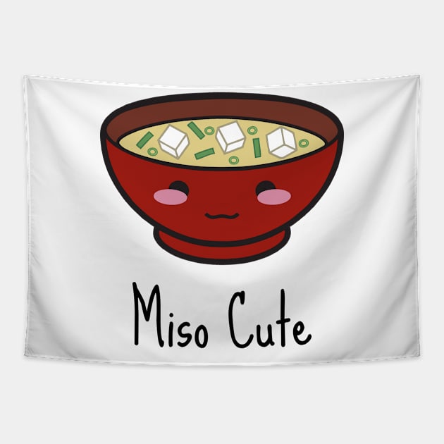 miso cute black Tapestry by Typography Dose