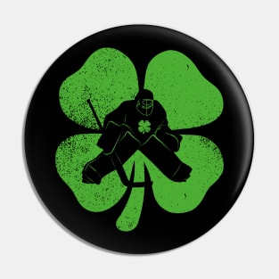 Hockey Player Shamrock Clover Funny St Patricks Day Pin