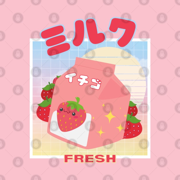 Vaporwave Kawaii Strawberry Milk Shake by Sugoi Otaku Gifts