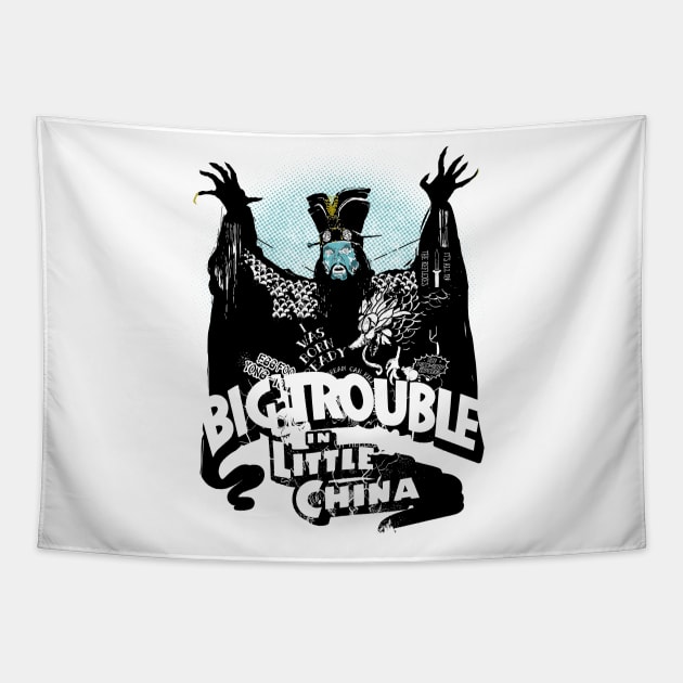 BLACK BIG TROUBLE IN LITTLE CHINA Tapestry by garudabot77