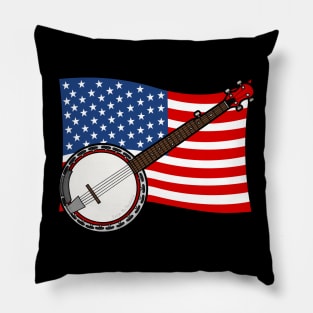 4th July Banjo America Rocks USA Flag Banjoist Pillow