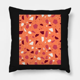 Seamless  Orange and Pink Terrazzo Pattern Pillow