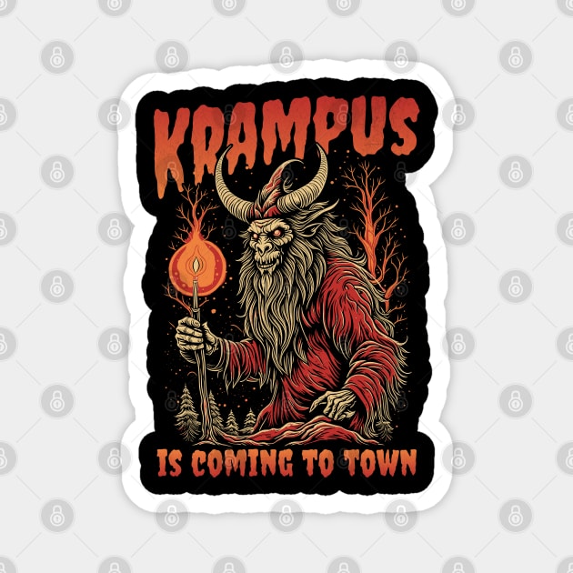 Krampus is Coming to Town Funny Goth Christmas Devil Magnet by PUFFYP