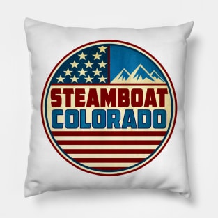 Steamboat Springs Colorado Skiing Red White Blue Mountains Pillow