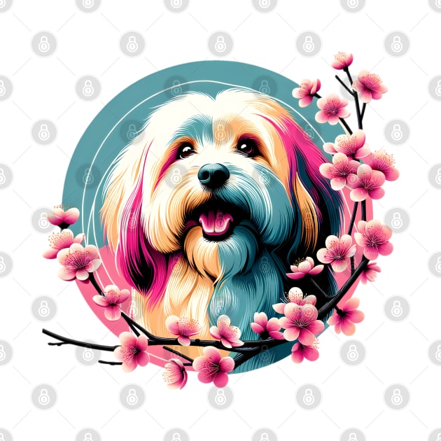 Joyful Havanese Encircled by Spring Cherry Blossoms by ArtRUs