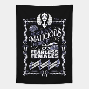 Morticia's Malicious Floristry - Creepy Cute Goth Girl Tapestry