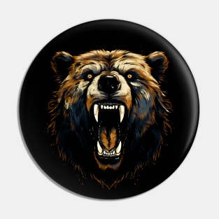 Angry Brown Bear Vintage Design Pin