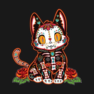 Cat dia de los muertos day of the dead El Gato sugar skull T-Shirt