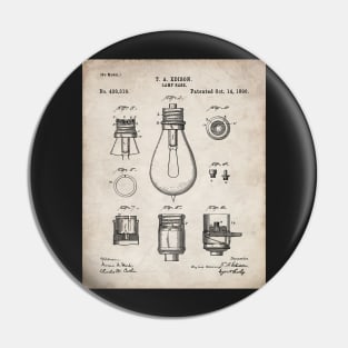 Edison Lamp Patent - New Homeowner Housewarming Decor Art - Antique Pin