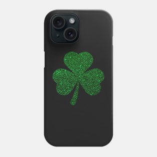 St Patricks Day, Deep Green Faux Glitter 3 Leaf Clover Phone Case