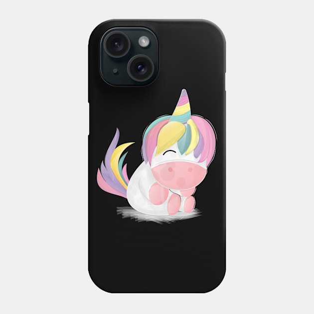 Cute Unicorn Watercolor Illustration Phone Case by Suci