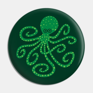 GREEN OCTOPUS Funny Undersea Ocean Creature with Tentacles - UnBlink Studio by Jackie Tahara Pin