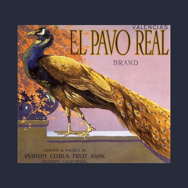 Vintage El Pavo Real Brand Fruit Crate Label by MasterpieceCafe