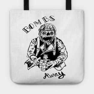 Bombs Away WW2 Skull Pilot Bomber Skeleton Tote