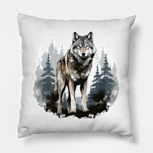 Watercolor Wolf Pillow