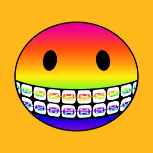 Rainbow Smiley Face with Rainbow Braces T-Shirt