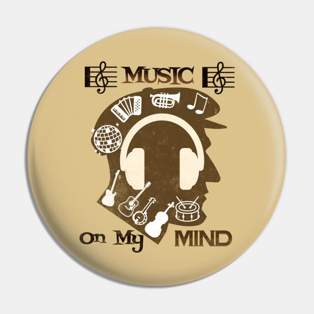 Music on my mind T Shirt for Music Lover Pin by Savi L'amour