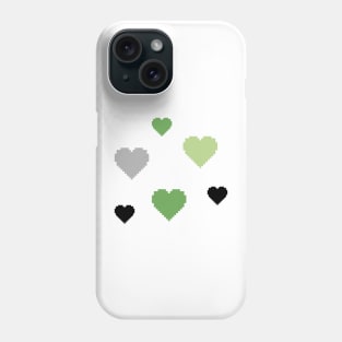 Aromantic Pride Hearts Pixel Art Phone Case