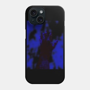 Digital collage and special processing. Psychedelic. Hand reaching on top of some bizarre surface. Blue and blur. Phone Case