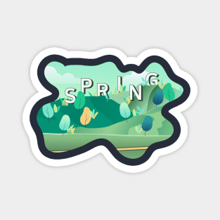 spring landscape flat illustration Magnet