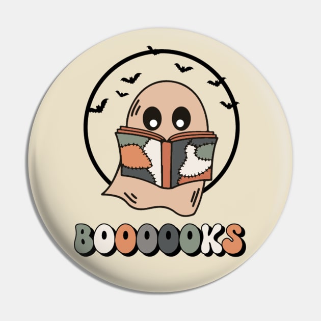 Booooks Halloween Ghost Boo Book Reader Librarian Costume Pin by Teewyld