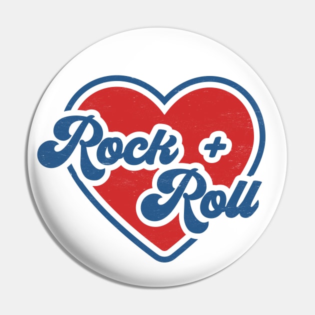 I Love Rock and Roll: Red Heart with Groovy Blue Text for Music Lovers Pin by TwistedCharm