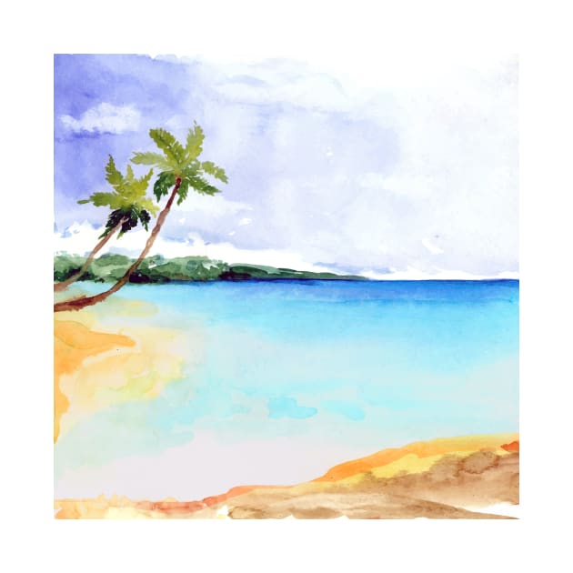 Watercolor Tropical Shoreline by Makanahele