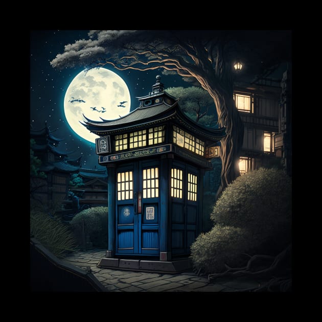 Illustration of Tardis in night Japan by KOTYA