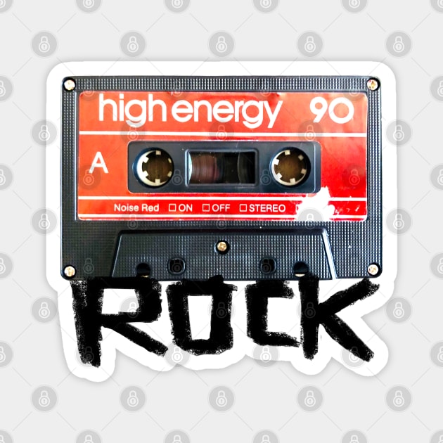 Rock Cassette Mix Tape Magnet by badlydrawnbabe