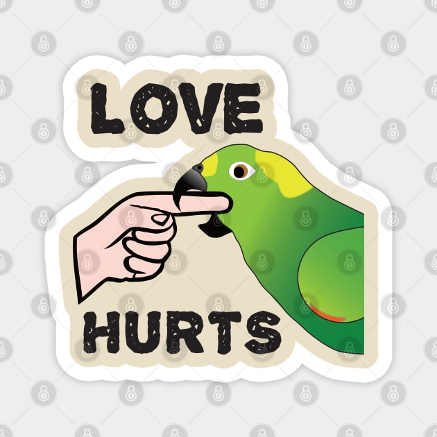 Love Hurts - Yellow Napped Amazon Parrot Magnet by Einstein Parrot