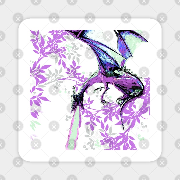 LEAF PURPLE TOILE DRAGON DAYS Magnet by Overthetopsm