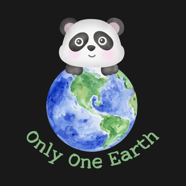 Cute Panda and Earth Save the Planet by JanesCreations