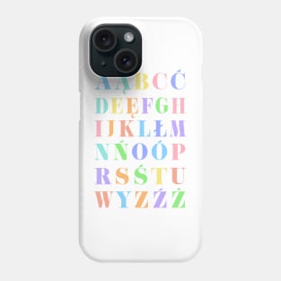 Children's Polish Alphabet Chart, Poland Language Chart, Pastel Phone Case