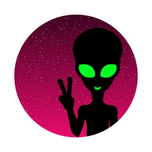 Colourful, Cute Design of an Alien Giving a Peace Sign T-Shirt