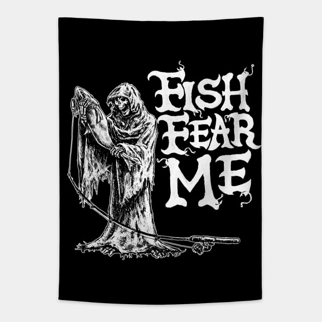 Fish Fear Me Grim Reaper Tapestry by Shawnsonart