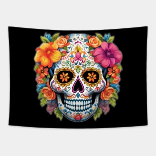 Colorful Day of the Dead Dia de Los Muertos Sugar Skull Tapestry