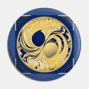 Yin Yang Swirly Art Design Pin