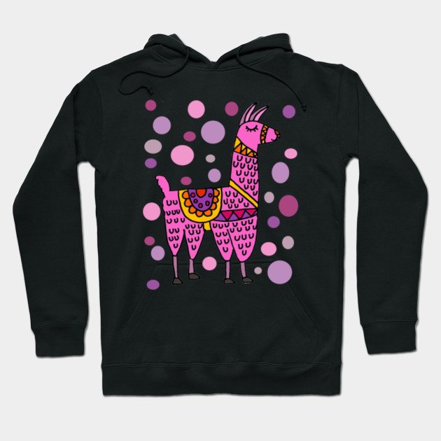 Cool Pink Llama And Colorful Circles Abstract Patterns Art